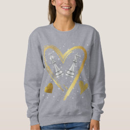 Sudadera Oro Corazones Rey y piezas de ajedrez reina |