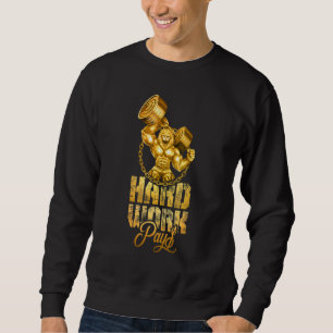 Sudadera Oro León Trabajo duro entrenamiento Bebida Fitness