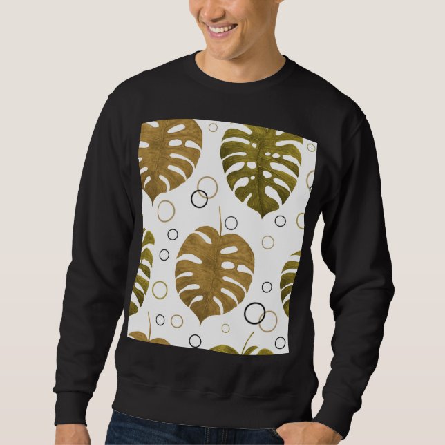 Sudadera Oro tropical: acuarela de hoja de monstera (Anverso)