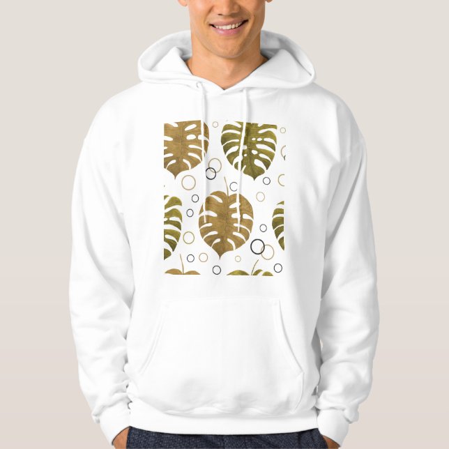 Sudadera Oro tropical: acuarela de hoja de monstera (Anverso)
