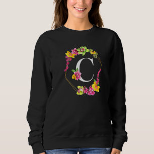 Sudadera Orquídeas Florales Monograma Inicial Rosa Amarillo