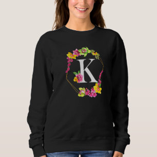 Sudadera Orquídeas Florales Monograma Inicial Rosa Amarillo