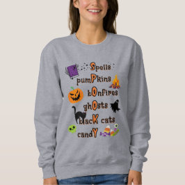 Sudadera Ortografía con todas las cosas Halloween