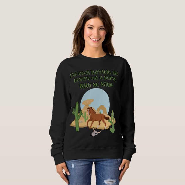 Sudadera oscura para mujer Horse With No Name (Anverso completo)