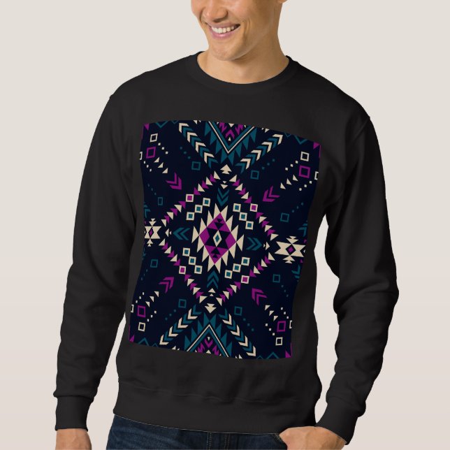 Sudadera Oscuro Navajo, geométrico vintage. (Anverso)