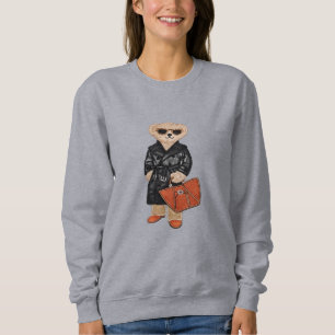Sudadera Osito Elegante en Moda de Oso Chic con Trench