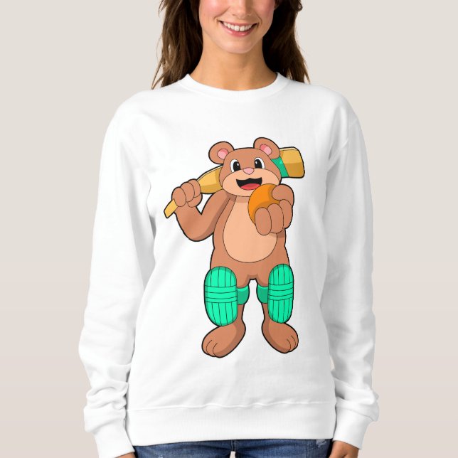 Sudadera Oso al críquet con bate de críquet (Anverso)