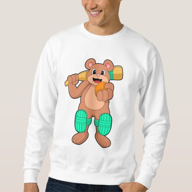 Sudadera Oso al críquet con bate de críquet (Anverso)
