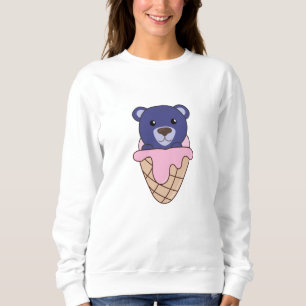 Sudadera Oso Azul En Hielo Waffle Animales Graciosos En Ess