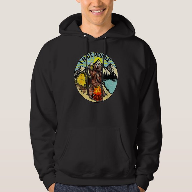 Sudadera Oso Camping Odio A La Gente Adolescente (Anverso)