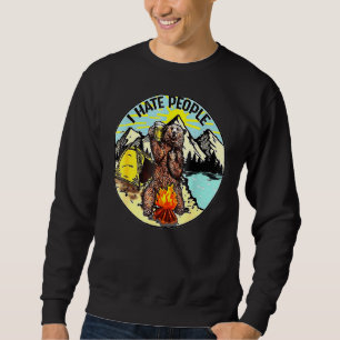 Sudadera Oso Camping Odio A La Gente Adolescente