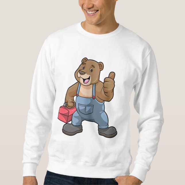 Sudadera Oso como artesano con caja de herramientas (Anverso)