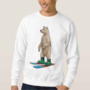 Sudadera Oso como esquiador con esquí