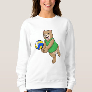 Sudadera Oso como jugador de voleibol con voleibol