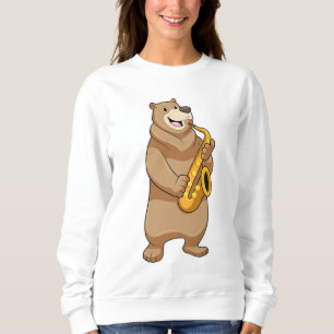 Sudadera Oso como músico con saxofón