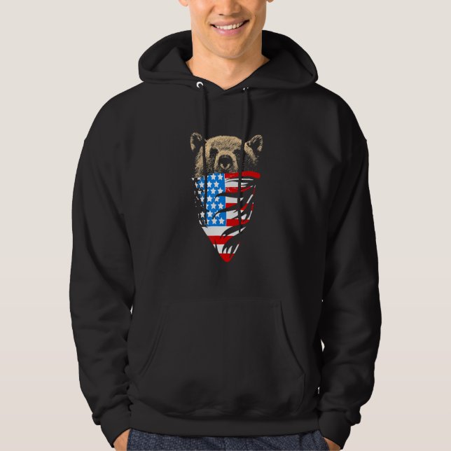 Sudadera Oso de bandera de Estados Unidos (Anverso)