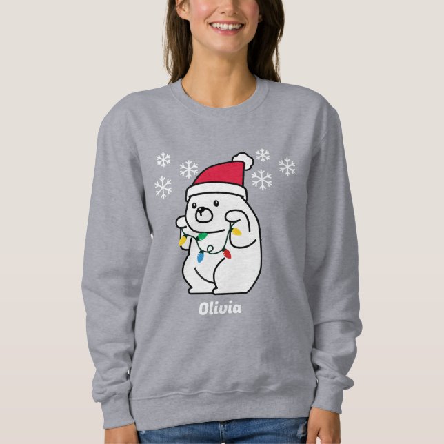 Sudadera Oso de grasa, copos de nieve, luces de Navidad, pe (Anverso)