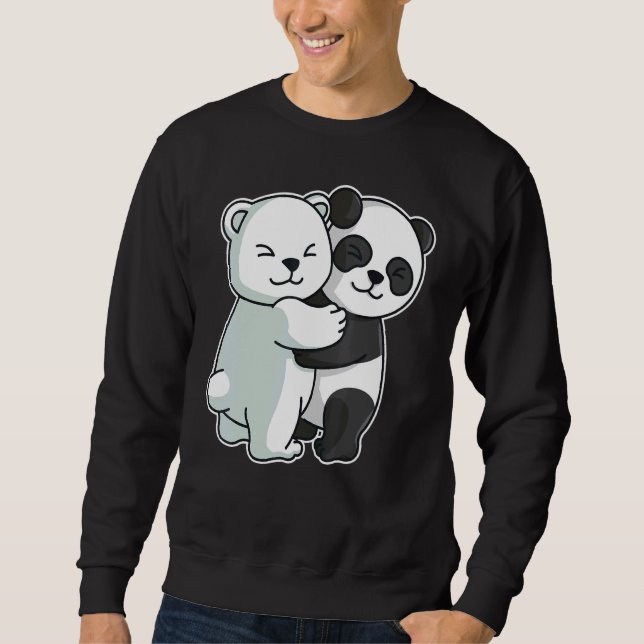 Sudadera Oso De Hielo Panda Cute Oso Polar Abraza Animales  (Anverso)