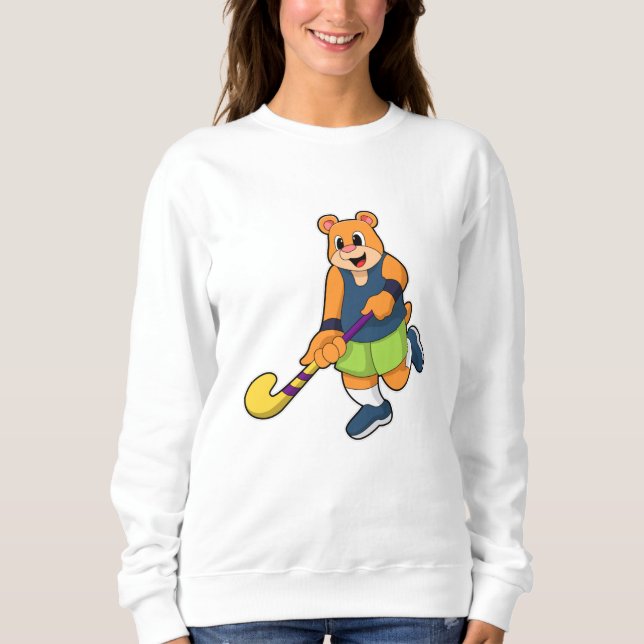 Sudadera Oso de hockey con bate de hockey (Anverso)