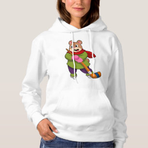 Sudadera Oso de hockey sobre hielo con bastón de hockey sob