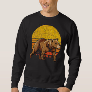 Sudadera Oso de Oso Marrón Animal Retro Sunset Bear