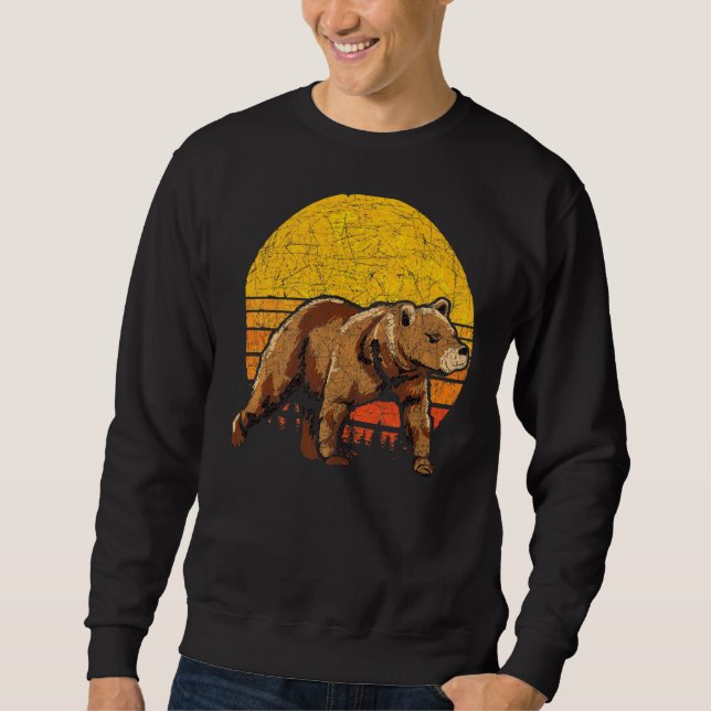 Sudadera Oso de Oso Marrón Animal Retro Sunset Bear (Anverso)