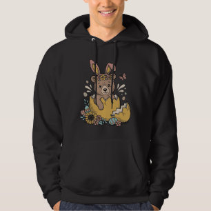 Sudadera Oso de Pascua lindo en huevo roto vector vintage_1