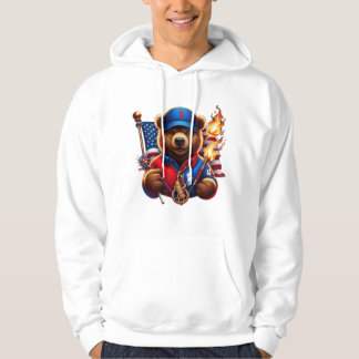 Sudadera Oso de peluche con bandera ardiendo