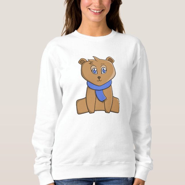 Sudadera Oso de peluche con un pañuelo azul (Anverso)