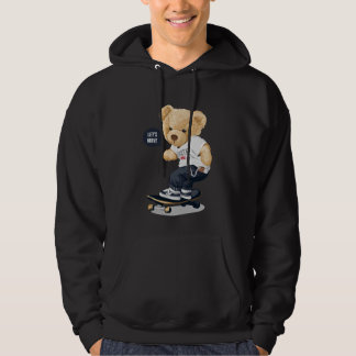 Sudadera Oso de peluche en patineta diciendo "Vamos a mover
