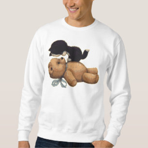 Sudadera Oso de peluche lindo y gato negro