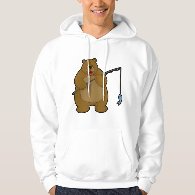 Sudadera Oso de pesca con caña y pescado (Anverso)