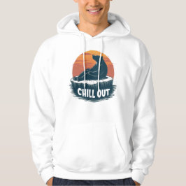 Sudadera Oso divertido relajándose en un tocón de camping e