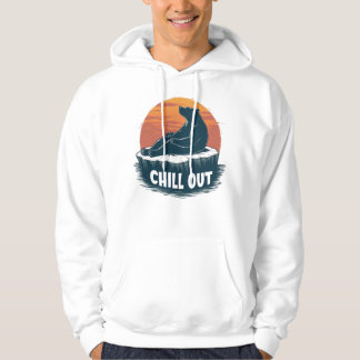 Sudadera Oso divertido relajándose en un tocón de camping e