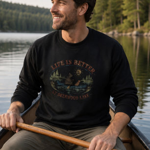 Sudadera Oso divertido vintage perro en canoa Deerwood Lake