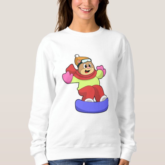 Sudadera Oso en Snowboard con Snowboard (Anverso)