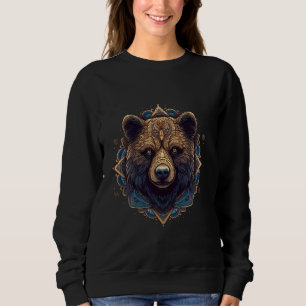 Sudadera Oso Espiritual Mandala Zen Meditación Arte Grizzly