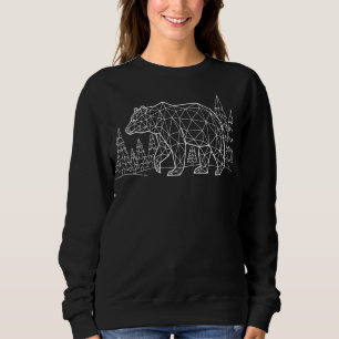 Sudadera Oso geométrico blanco bosque de pinos