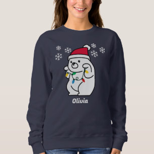 Sudadera Oso Gordo, Copos de Nieve,Luces de Navidad,Persona