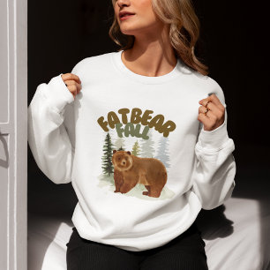 Sudadera Oso Gordo Divertido Otoño Pinos Bosque Acuarela