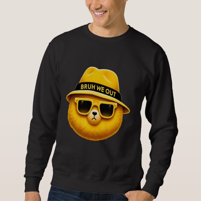 Sudadera Oso gracioso con Gorra y gafas de sol Bruh (Anverso)