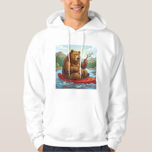Sudadera Oso Grizzly Divertido en Kayak Dibujo Animado