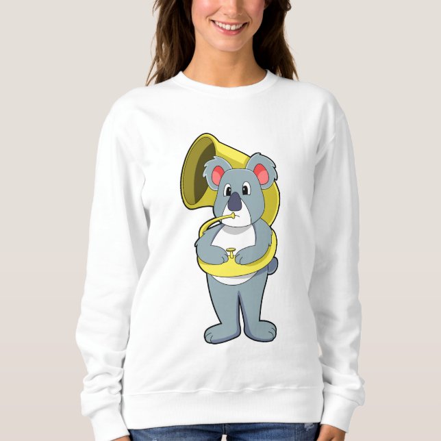 Sudadera Oso Koala en Música con saxofón. PNG (Anverso)