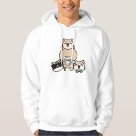 Sudadera Oso lindo con prótesis de pierna, café y pastelito