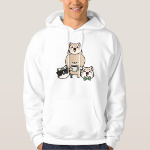 Sudadera Oso lindo con prótesis de pierna, café y pastelito