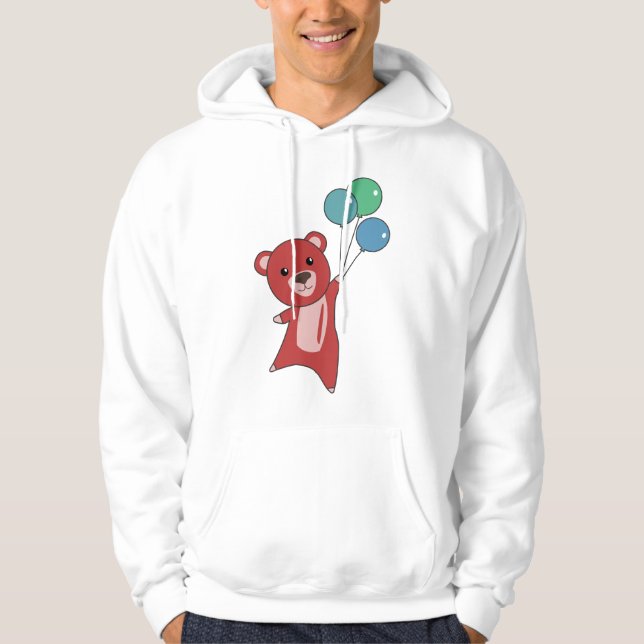 Sudadera Oso Moscas Rojas Con Globos Animales Dulces (Anverso)