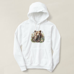 Sudadera Oso Pardo con Crías Pradera Floral Fauna