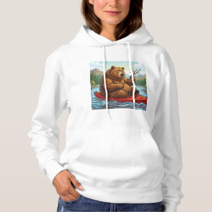 Sudadera Oso Pardo Divertido en Kayak Dibujo Animado