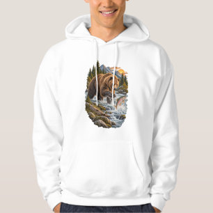 Sudadera Oso Pardo Pescando Salmón Río de Montaña
