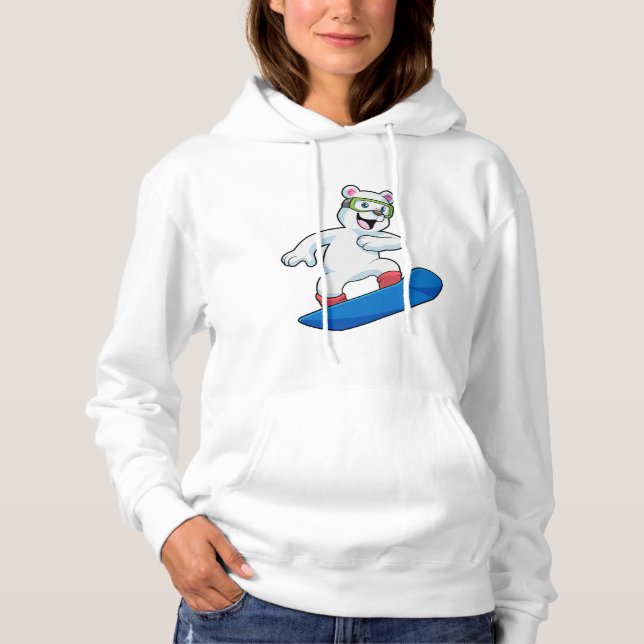 Sudadera Oso polar como snowboard con Snowboard (Anverso)